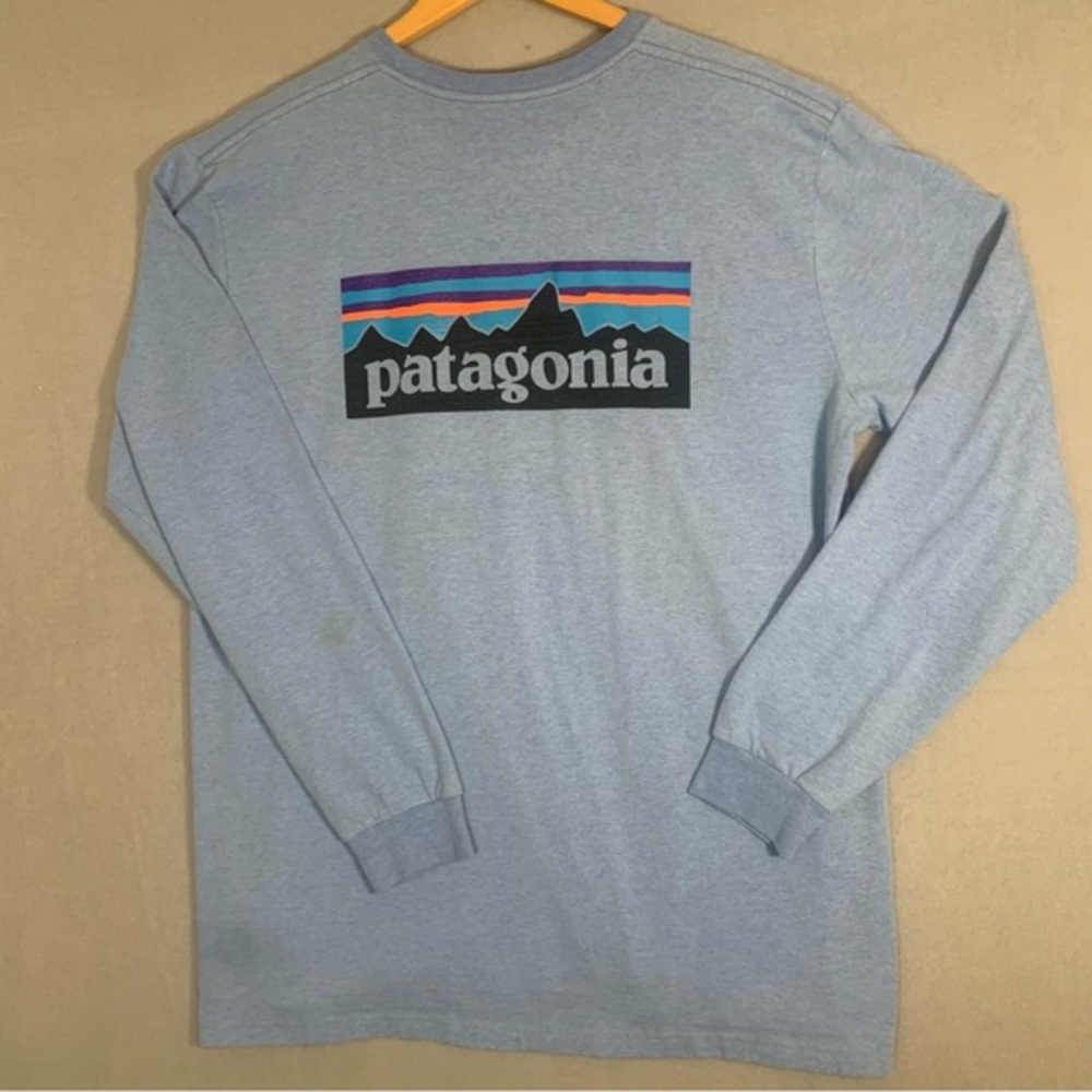Patagonia Men's Light Blue Graphic Long Sleeve Tee Mens Sz XL